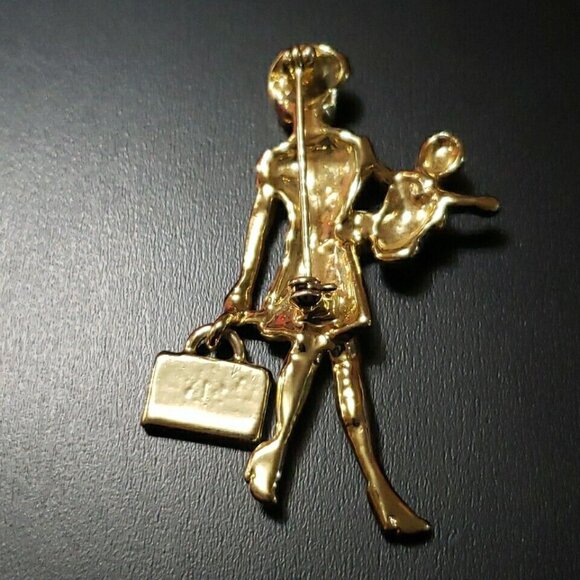 AJC Women's VIP Gold Tone Brooch Working Mom Executive 2.5x 1.5 inch - Picture 2 of 3